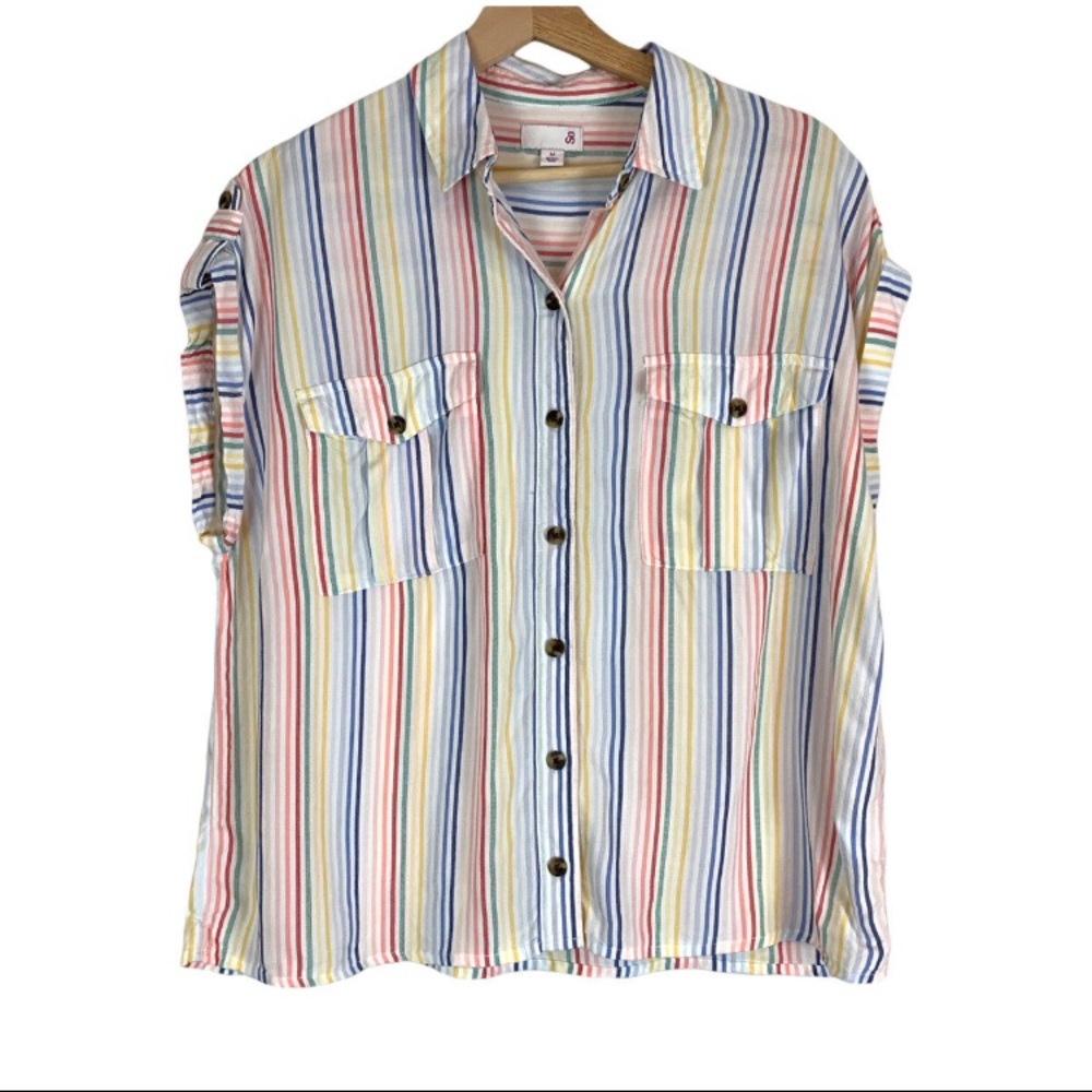 So Rainbow 🌈 striped button up shirt